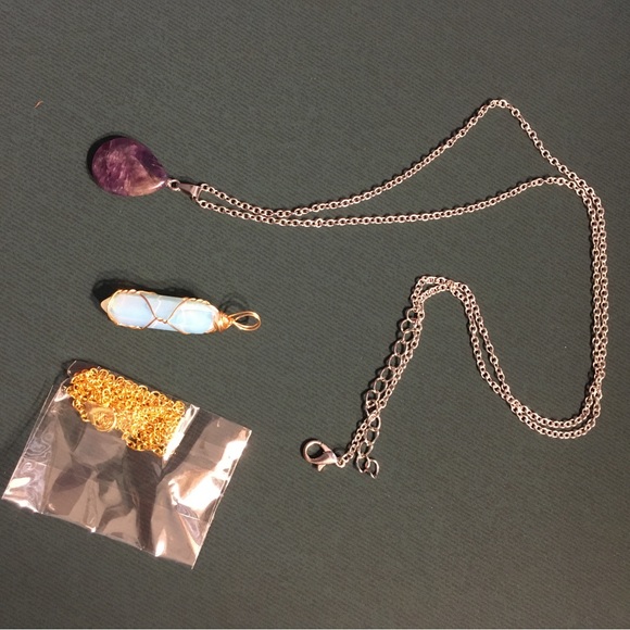 Amethyst Pendant & Opal Pendant Necklaces - Picture 3 of 6